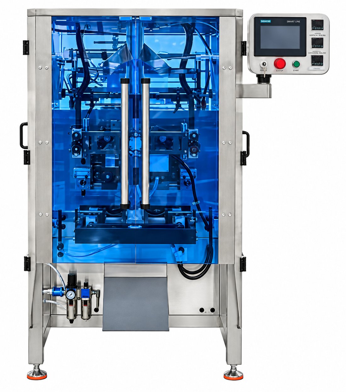 Envasadora vertical stick-pack D-508POL, plataforma SKL-120A con panel Siemens